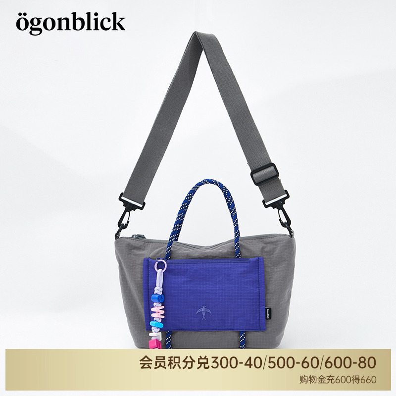 撞色贴袋抽绳设托特包包