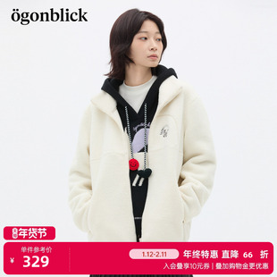 商场同款北欧时刻小马刺绣摇粒绒翻领外套女25冬季新款小个子上衣