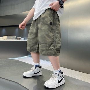 男童夏季迷彩工装短裤五分裤2026新款中大童学生百搭休闲运动中裤