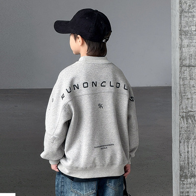 男童一体绒卫衣秋冬季2025新款