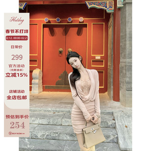 Hotdog 热狗很辣【赫斯玫瑰 圣诞甜心 】新年圣诞红色荡领连衣裙