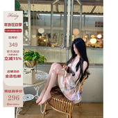 送短裤 Hotdog热狗很辣 紫藤花恋 紫藤花连衣裙女收腰显瘦短裙