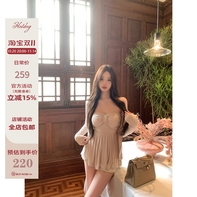 Hotdog热狗很辣【蕾丝少女 抹胸两件套】两色开衫/蝴蝶结抹胸上衣