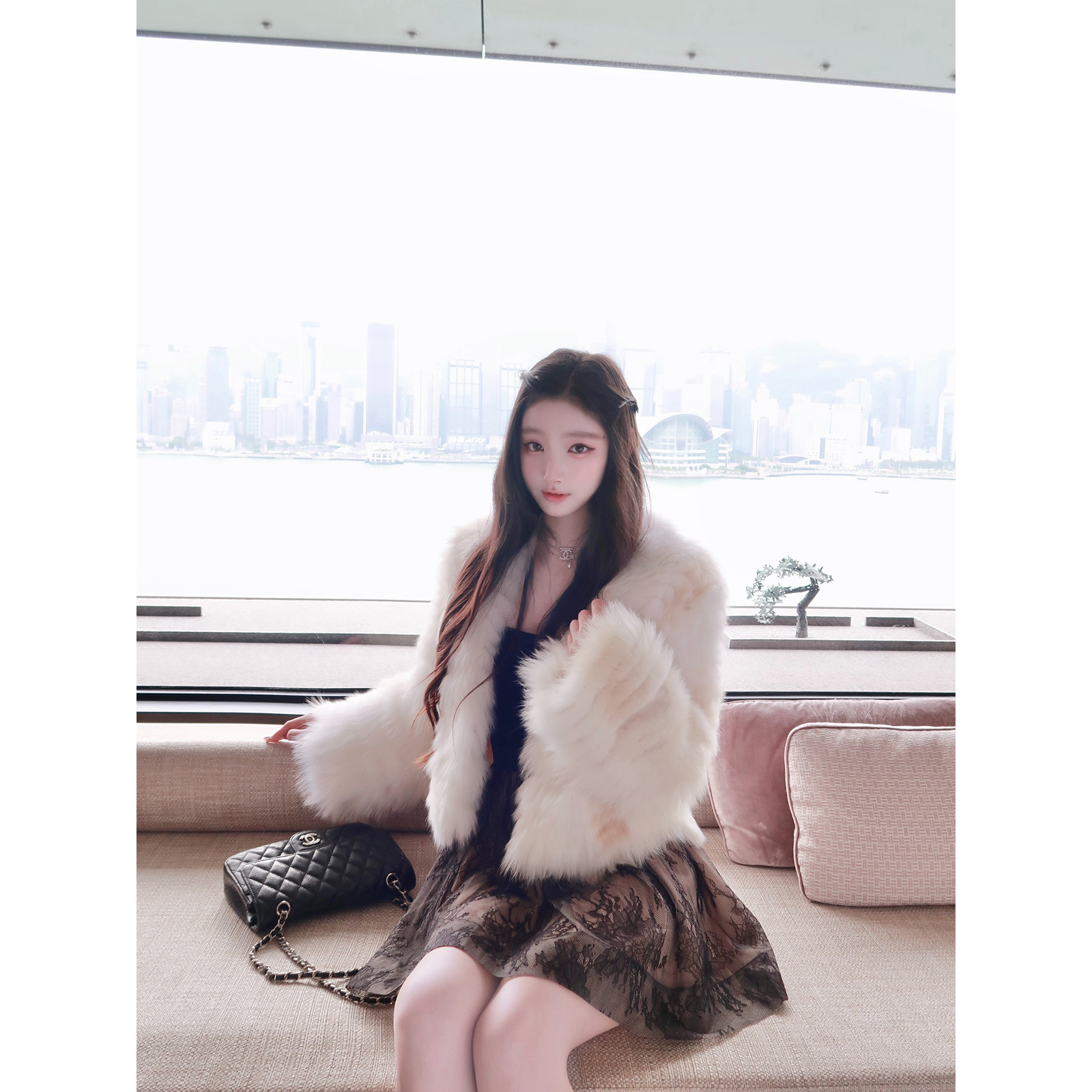 Hotdog热狗很辣奶白色皮草外套