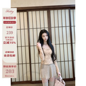 热狗很辣 缪斯如梦 精致气质蕾丝蝴蝶结短款 Hotdog 长袖 U领上衣