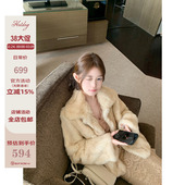 100%兔毛皮草 中古兔兔 复古黄外套高级感皮草 热狗很辣 Hotdog