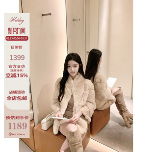 热狗很辣 厚款 京都琥珀 皮毛一体冬季 外套 獭兔毛皮草 Hotdog