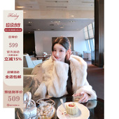 千金感短款 Hotdog 100%兔毛 娇兔映月 连帽皮草外套女 热狗很辣