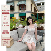 Hotdog热狗很辣 发圈连衣裙 方领针织裙两件套 浪漫少女 送吊带