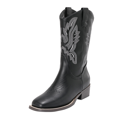 奥康西部牛仔靴粗跟冬季女鞋