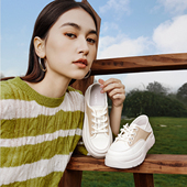 奥康女鞋 板鞋 春秋季 真皮百搭两穿圆头饼干鞋