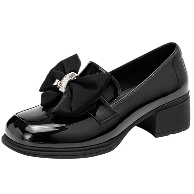 奥康英伦复古风方跟浅口单鞋