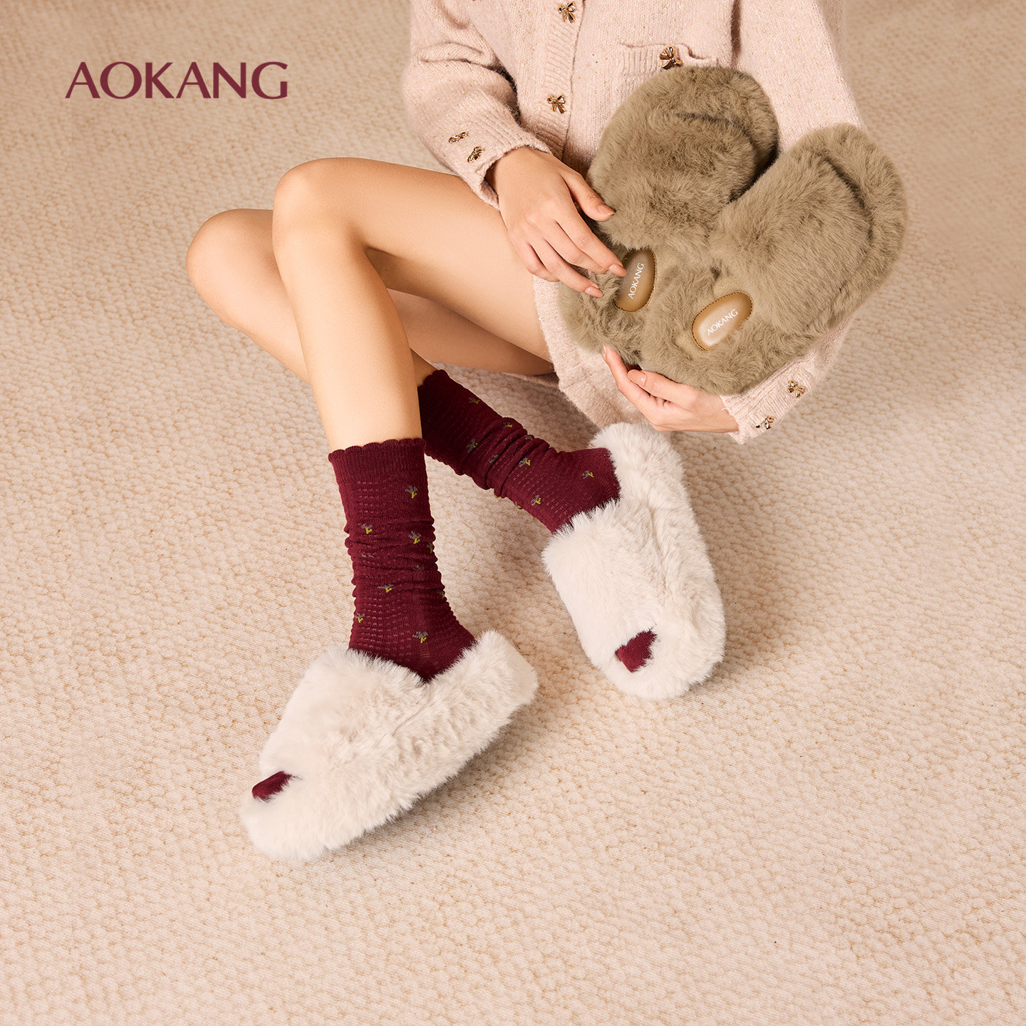 【绒绒拖】奥康女鞋2025秋冬新款毛毛拖鞋外穿半拖厚底室内拖鞋女,女鞋,毛毛鞋,淘宝优惠券,粉丝福利购,淘宝优惠卷