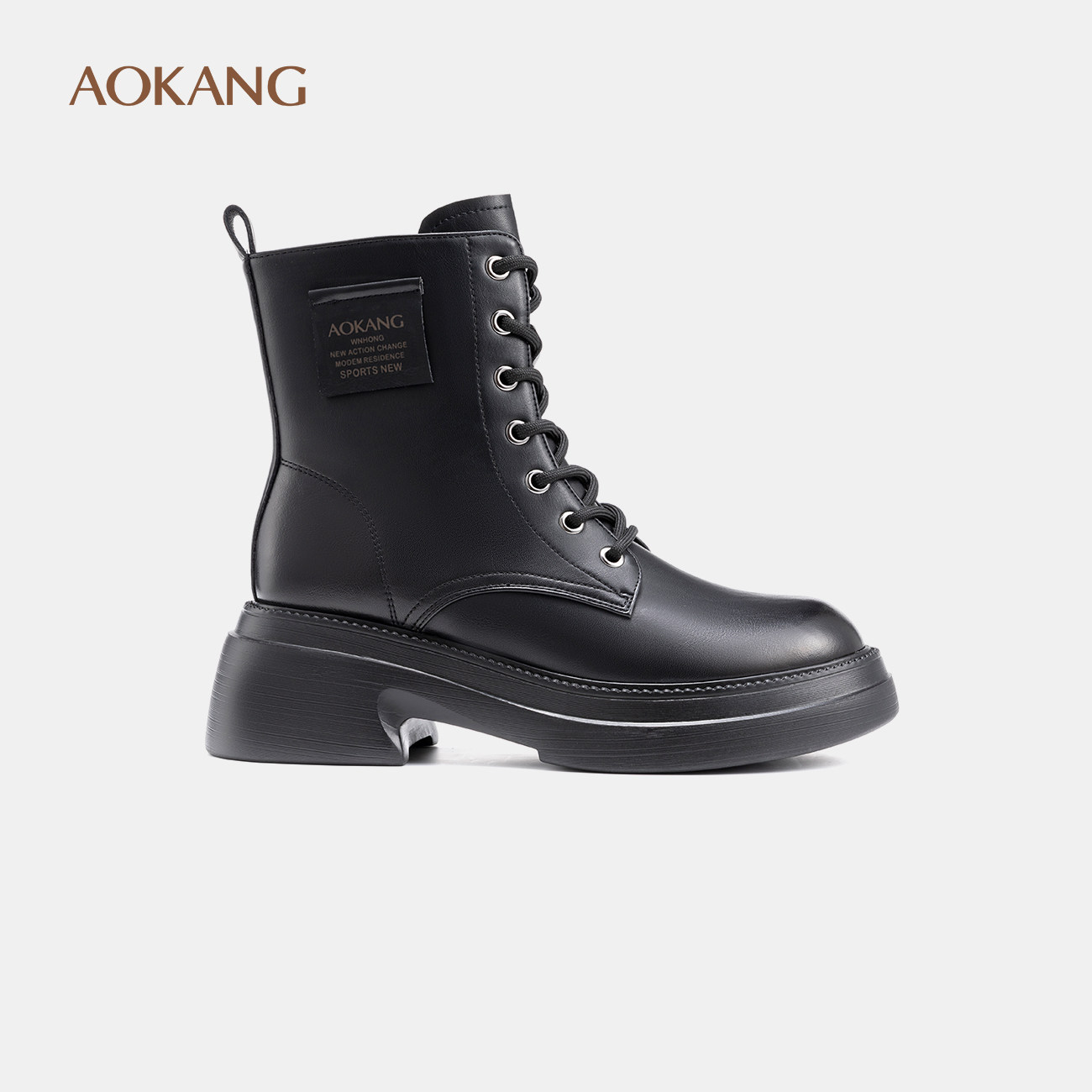 奥康女鞋 冬季新款英伦风复古马丁靴增高粗跟显腿长时装靴,女鞋,马丁靴,淘宝优惠券,粉丝福利购,淘宝优惠卷