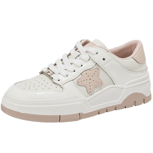 奥康女鞋 春季新款时尚个性拼色休闲鞋星星板鞋舒适小白鞋