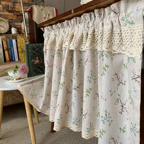 美式棉麻麻田园风小窗帘橱柜半帘