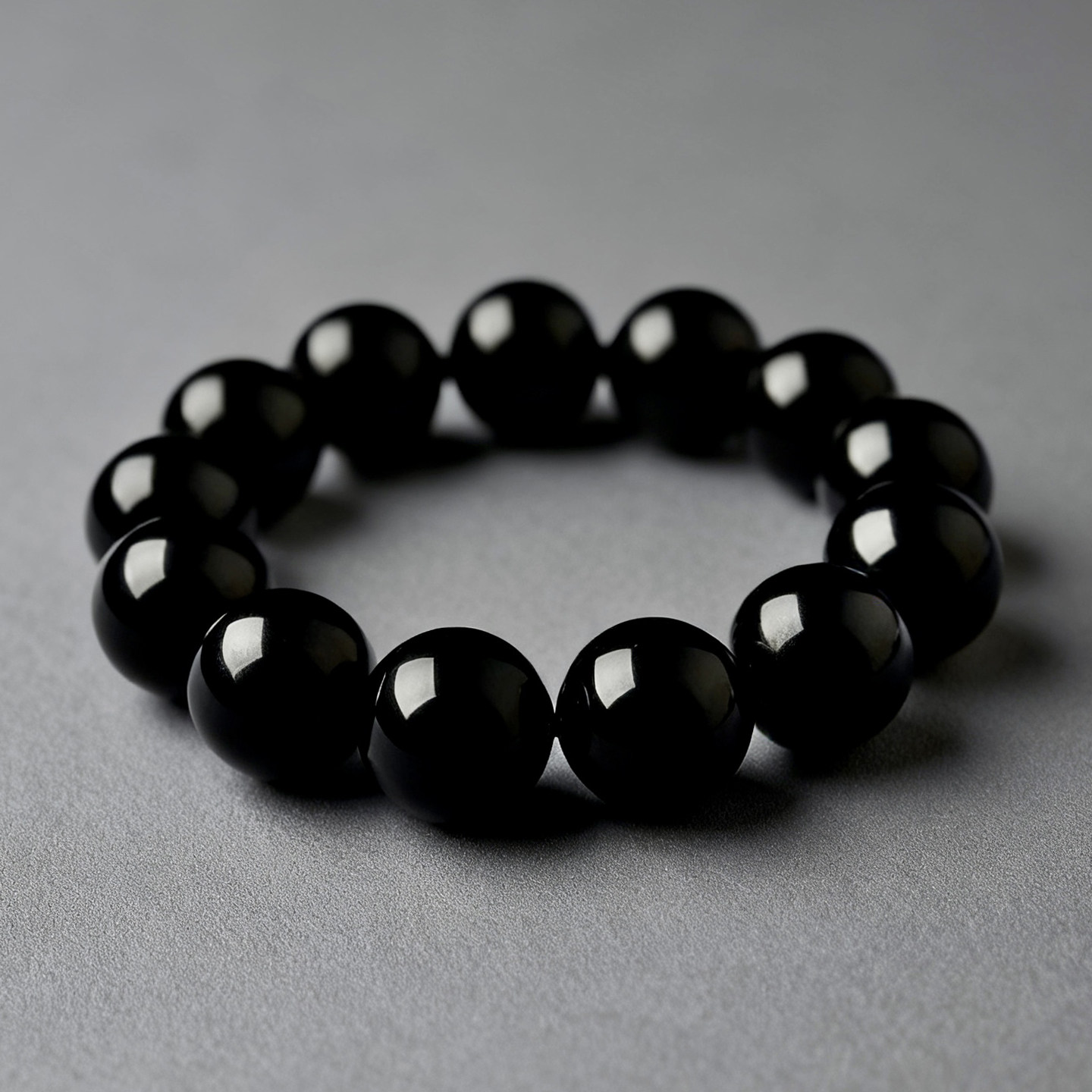 天然黑曜石串珠手链男女款