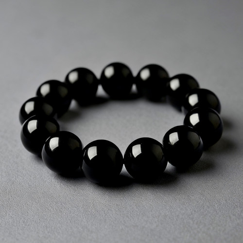 天然黑曜石串珠手链男女款