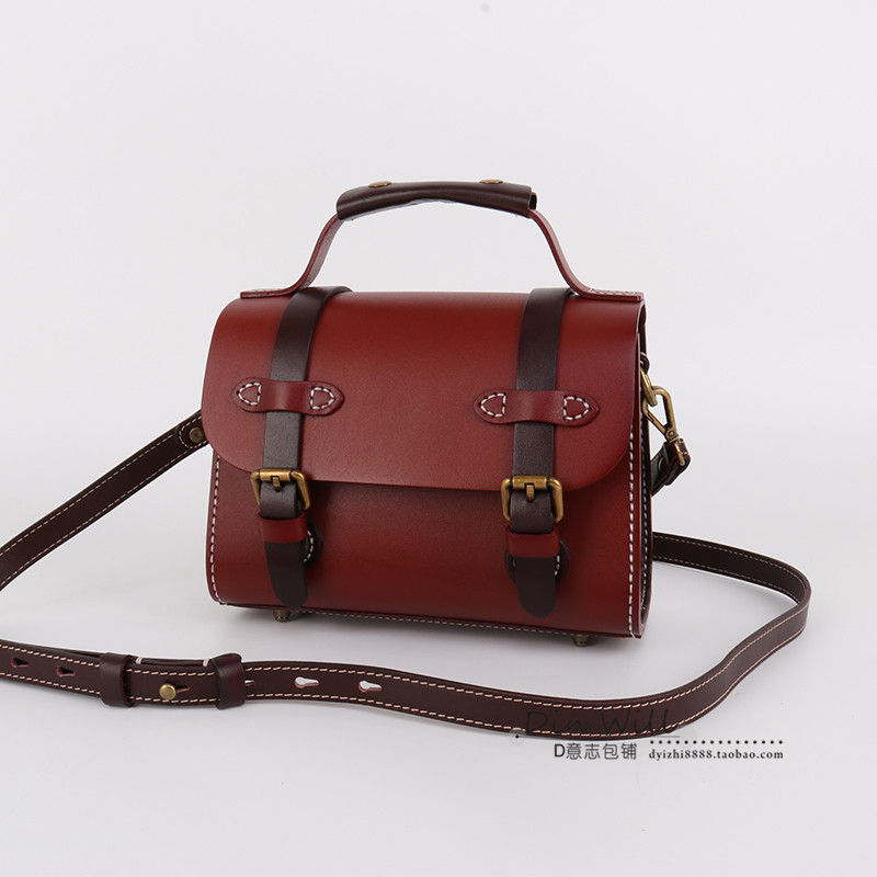 Din意志 新款撞色系头层牛皮机车包休闲单肩斜挎真皮小包定型女包,箱包皮具/热销女包/男包,通用款女包,淘宝优惠券,粉丝福利购,淘宝优惠卷