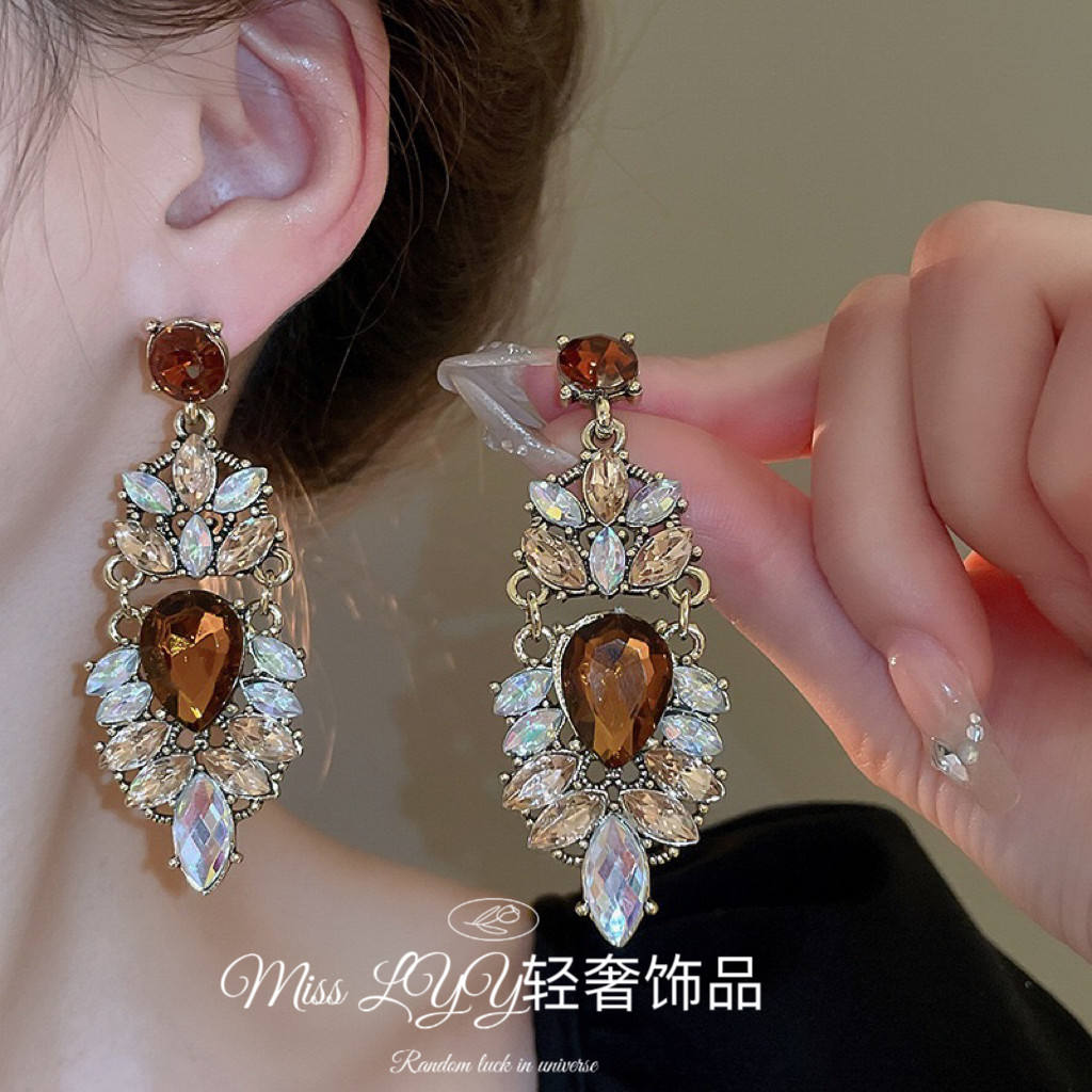 925银针复古水晶民族风百搭耳环女轻奢设计感气质长款耳坠耳饰,饰品/流行首饰/时尚饰品新,耳环,淘宝优惠券,粉丝福利购,淘宝优惠卷