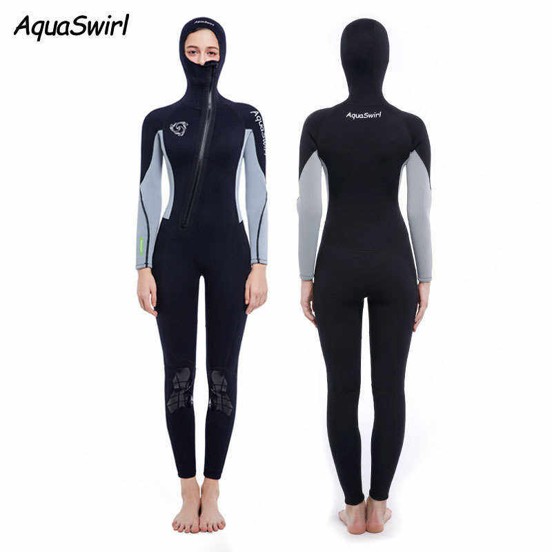 现货3mm潜水服 连帽水母服男女款浮潜冲浪服连体长袖防寒保暖湿衣