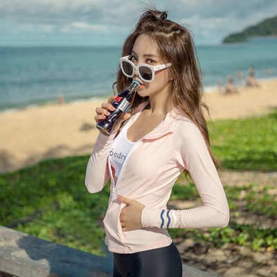 朗晨LCDRMSY新款潜水服女分体长袖拉链防晒衣速干冲浪 浮潜服泳衣