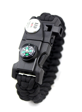 厂家直销户外求生打火石手链LED求救信号灯多功能伞绳口哨手环