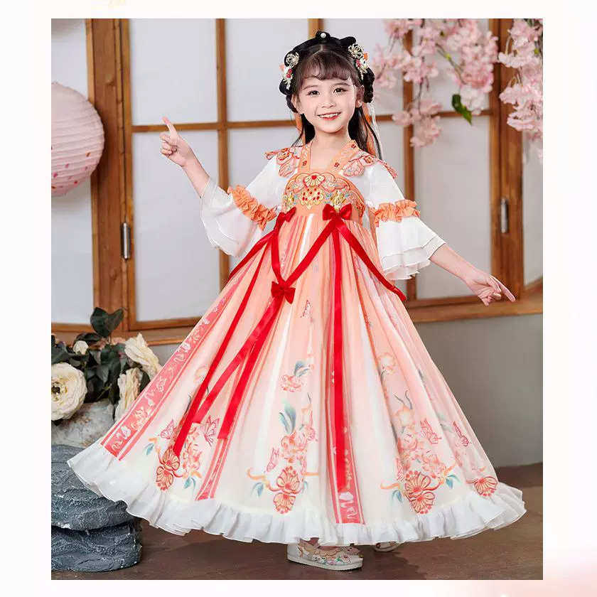 女童汉服公主裙连衣裙子儿童装洋气长裙2024新款春秋款春装小女孩