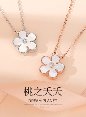 桃之夭夭桃花项链女ins小众简约高级锁骨链配饰不掉色七夕礼物