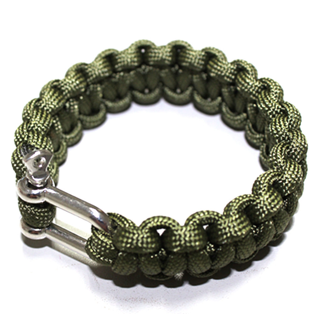 工厂 新款可调节U型钢扣伞绳求生手链 U扣快拆逃生绳手链