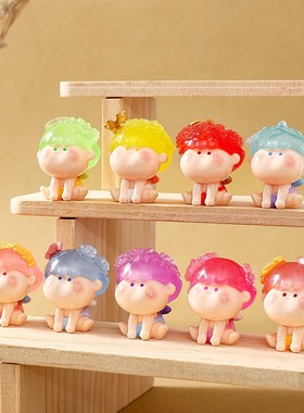 可爱夜光簪花宝宝萌粒diy配饰潮玩盲盒盲袋公仔迷你桌面小摆件