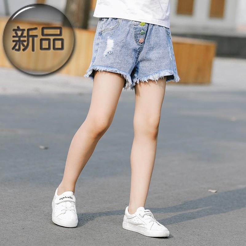 潮r流款女童牛仔短裤夏装2019新款中大儿童韩版时尚宽松薄款毛须|msdalam kategori Butik wanita / wanita, seluar jeans - dari Buy2taobao.com untuk memberikan perkhidmatan ejen Taobao profesional membeli