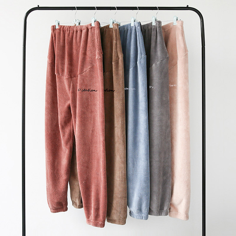 网红仙女孕妇暖暖裤子秋冬装外穿冬季加绒珊瑚绒潮妈居家裤睡裤