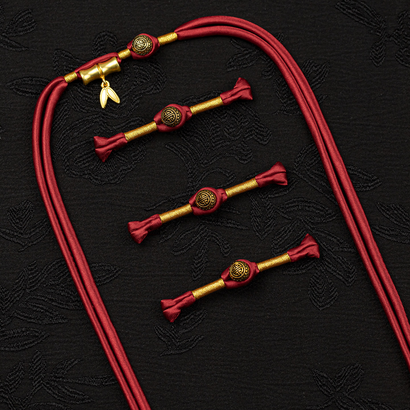 新中式旗袍盘扣扣子双金竹节流苏一字扣唐装汉服手工装饰纽扣辅料