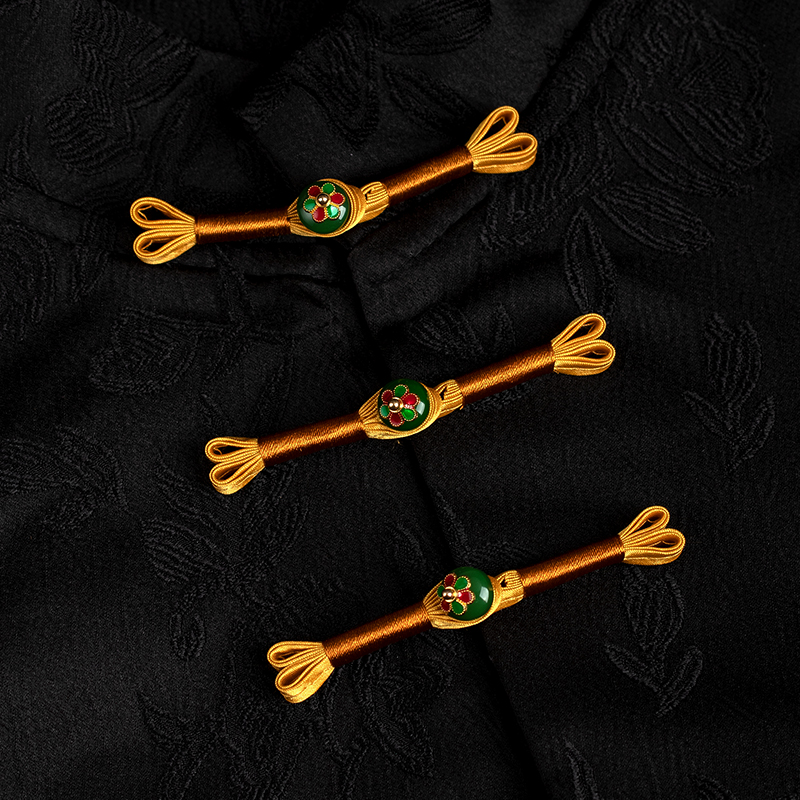 中式衬衫盘扣装饰燕尾金属托花扣