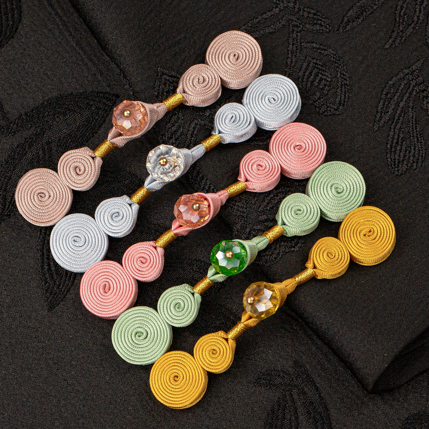 旗袍盘扣金丝绕线色丁水晶葫芦扣中式汉服扣子服装纽扣装饰扣辅料