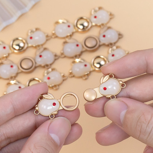 金属汉服子母扣中式 饰扣辅料 玉兔扣子明制立领纽扣古风上衣对扣装