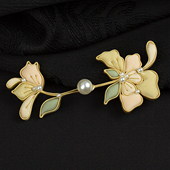 原创手工旗袍盘扣扣子珍珠百合花硬扣中式 汉服纽扣装 饰扣辅料女