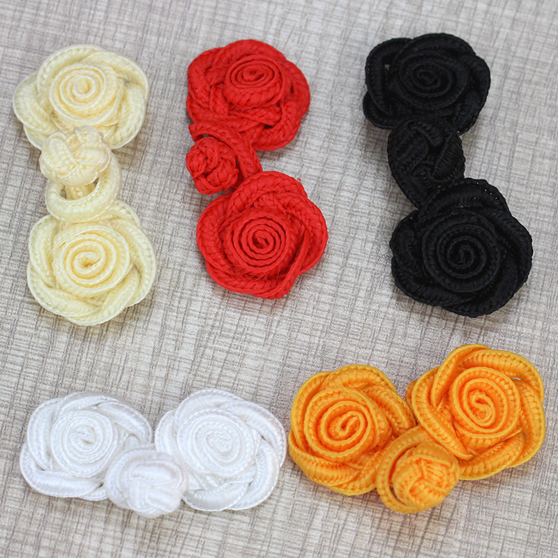 盘扣扣子玫瑰花朵手工白色纽扣中式儿童衣服辅料国风旗袍配件复古