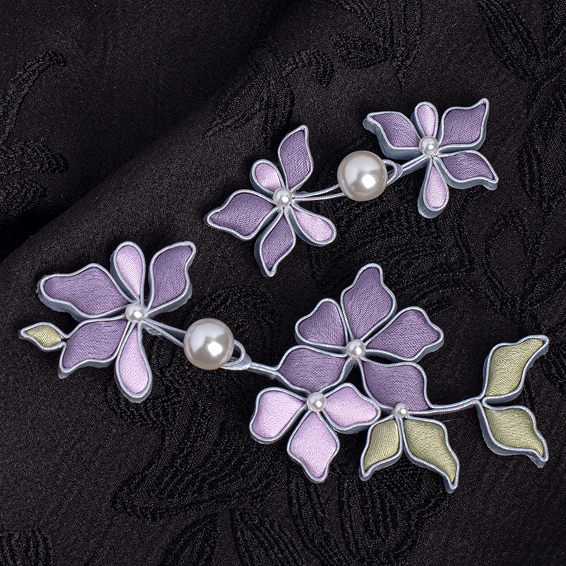 原创手工旗袍盘扣珍珠珐琅花硬扣