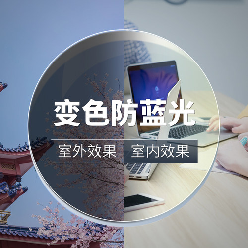 防蓝光变色超薄高度数近视镜片