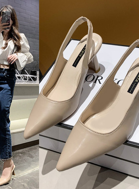 Spring summer high heels, women's sandals, back empty shoes