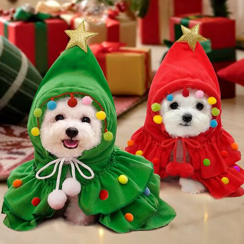Fall, winter, Christmas, wearing pet dogs transforming cloak