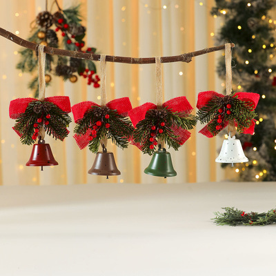 Christmas Iron Bell Bow RedFruit Pinecone Pendant decoration