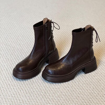 Rear Martin boots, women's thick soled, heeled, short boots