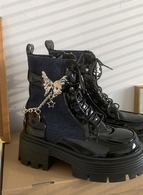 Thick soled boots with rivets hanging women's short boots