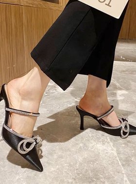 High heels, women's New Year's knot, sexy, empty sandals,