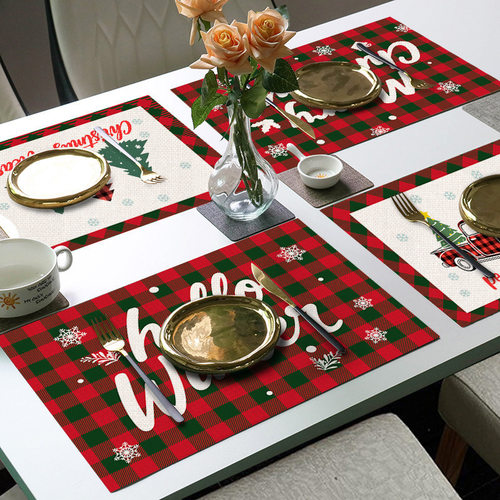 Christmas table mat for home use, resistant to dirt and spl