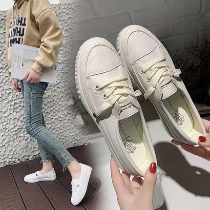 Casual shoes, women's spring board shoes, leather surface,