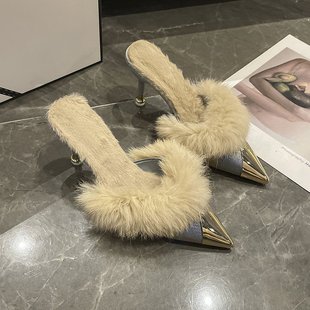 with women semi heeled draggable and slippers velvet High